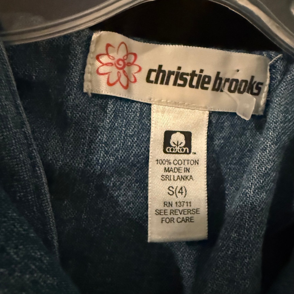 Christie Brooks Vintage Girls Denim Dress Blue Trim Size 4 S Dress - Picture 3 of 3
